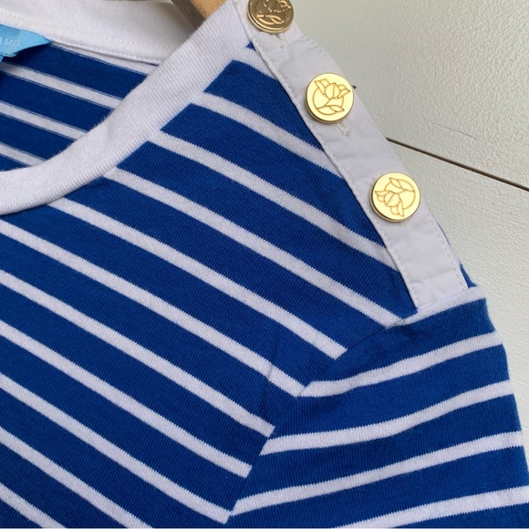 Draper James Tie Waist T-Shirt Dress in Blue Nautical Stripe - Picture 5 of 8